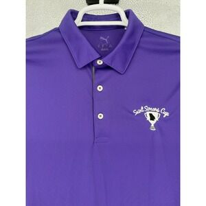 Puma Saint Simons Cup AJGA Golf Polo Shirt Men's Medium Purple Embroidered